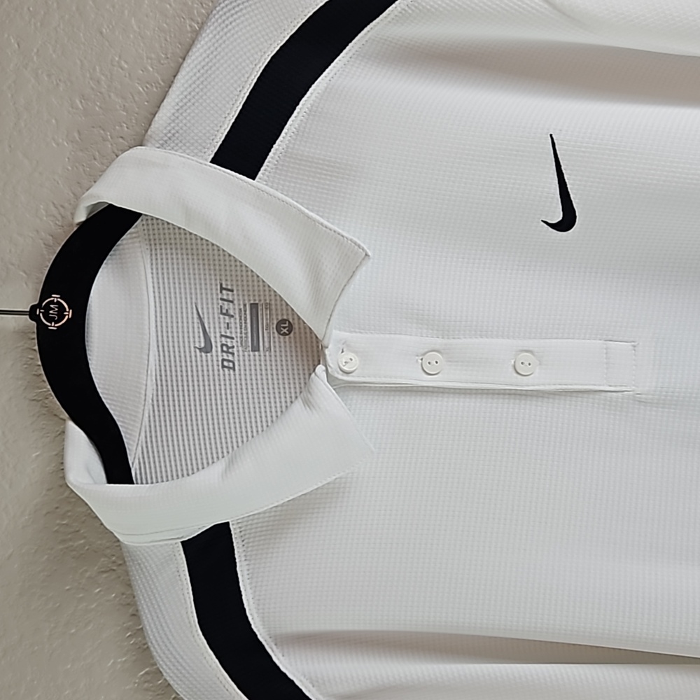 Nike | Men's White Black  DRI-FIT Short Sleeves Golf Activewear Polo XL